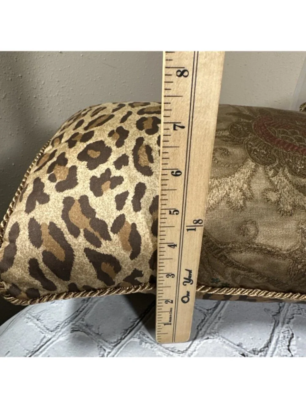 90s Ralph Lauren Aragon Leopard Print & Equestrian Paisley Venetian Throw Pillow